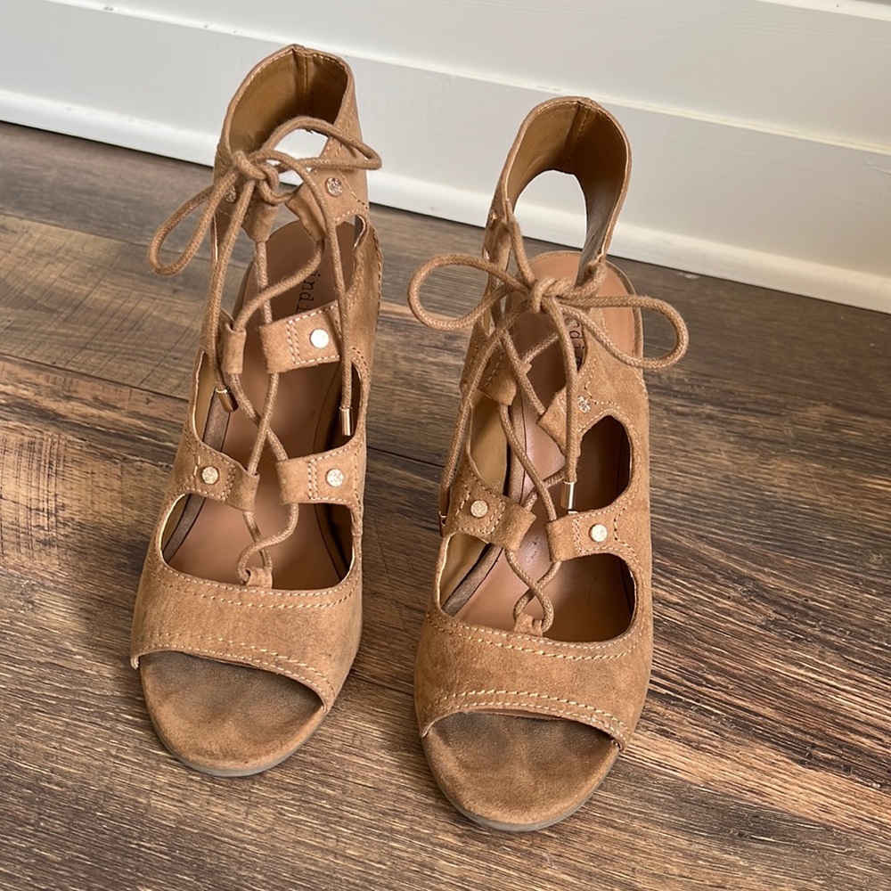 Beige Lace-Up heels